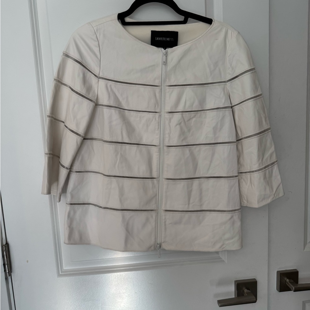 Lafayette 148 New York White Leather Jacket